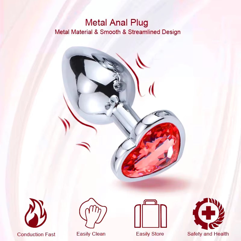 Plug Anal en Acier Inoxydable avec Diamant – Accessoire Intime Premium – Taille S, M ou L – Pour Femme, Homme et Couple