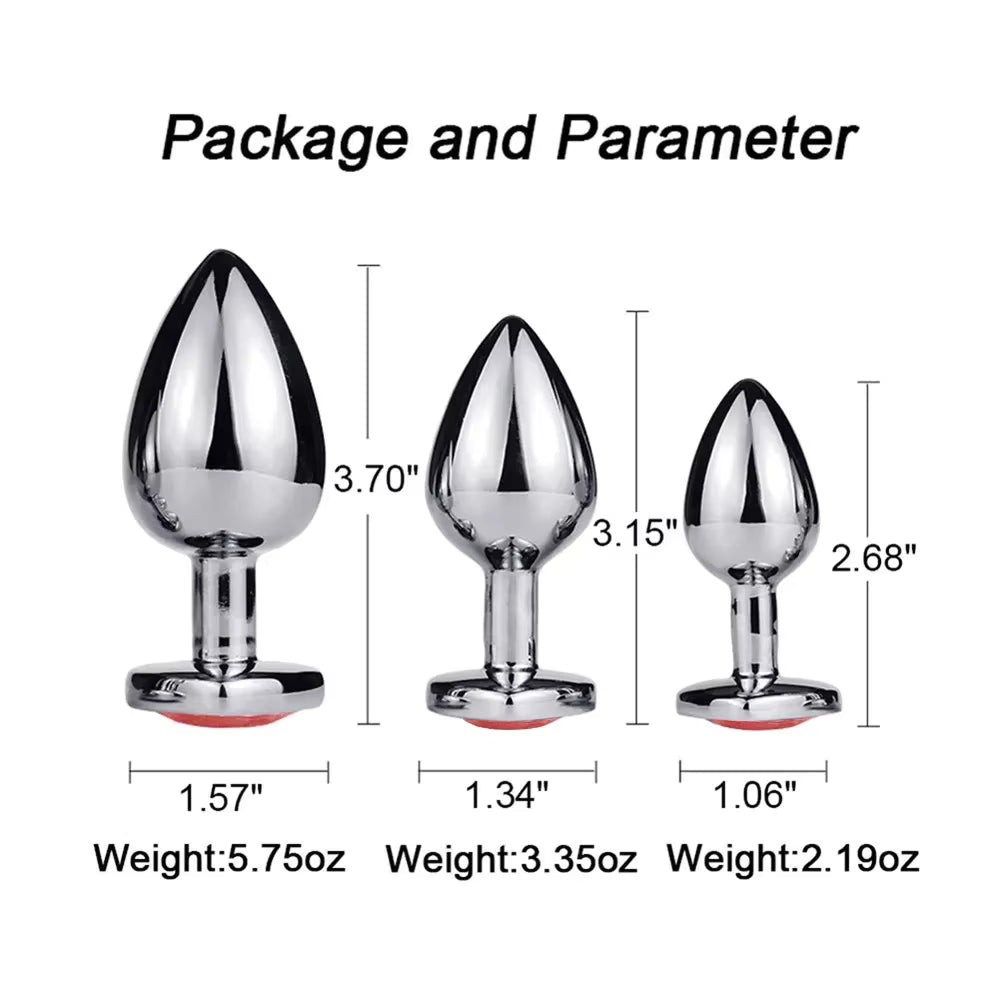 Plug Anal en Acier Inoxydable avec Diamant – Accessoire Intime Premium – Taille S, M ou L – Pour Femme, Homme et Couple